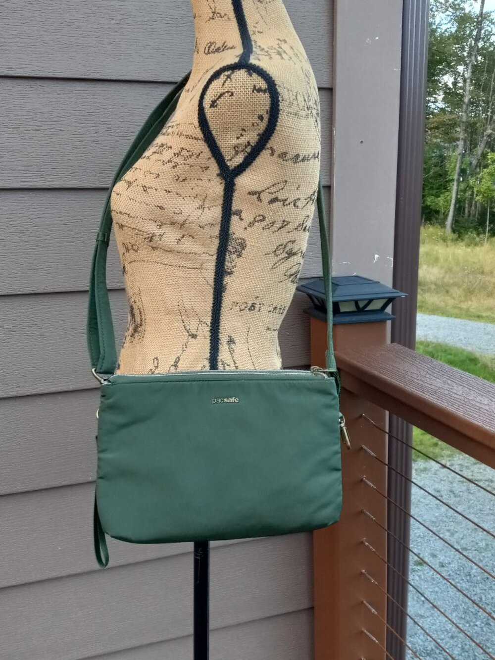 Pacsafe Green Stylesafe RFID Protection Crossbody Convertible Double Zip Bag